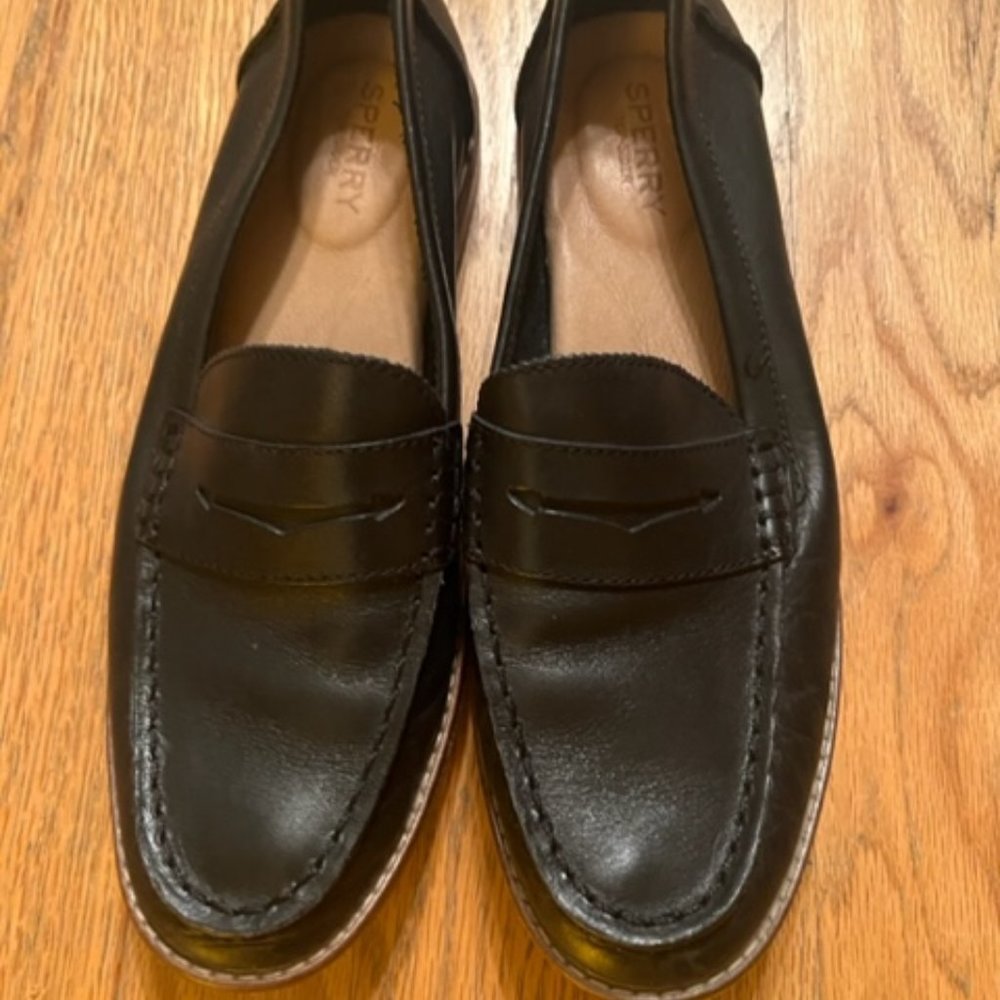 Sperry Black Leather Penny Loafers
